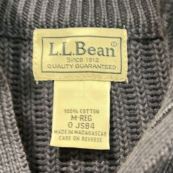 L.L. Bean Rope Sweater Fisherman Pullover Men's Size Med Regular Blue O JSB4 - Picture 3 of 8